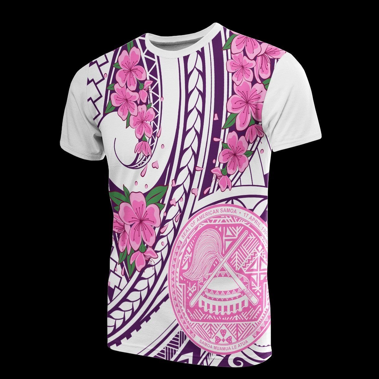American Samoa Polynesian Flower Purple White Unisex 3D T-Shirt All Over Print HNBJJ