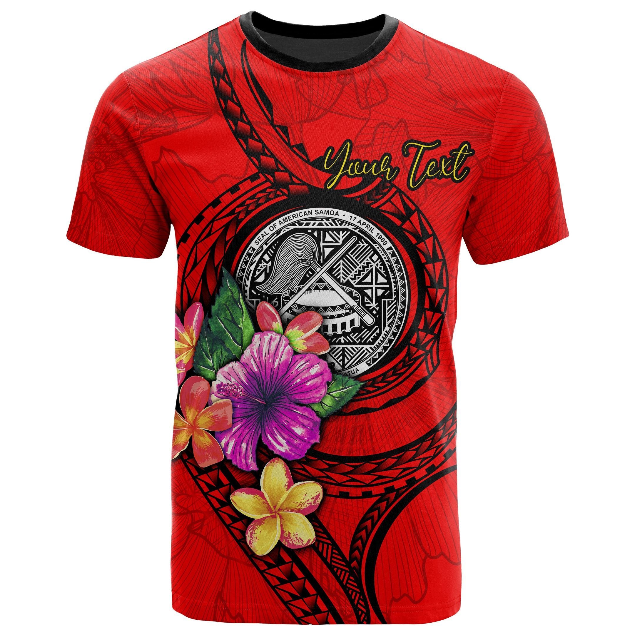 American Samoapolynesian Personalized Name Floral With Seal Red Unisex 3D T-Shirt All Over Print ONBEJ