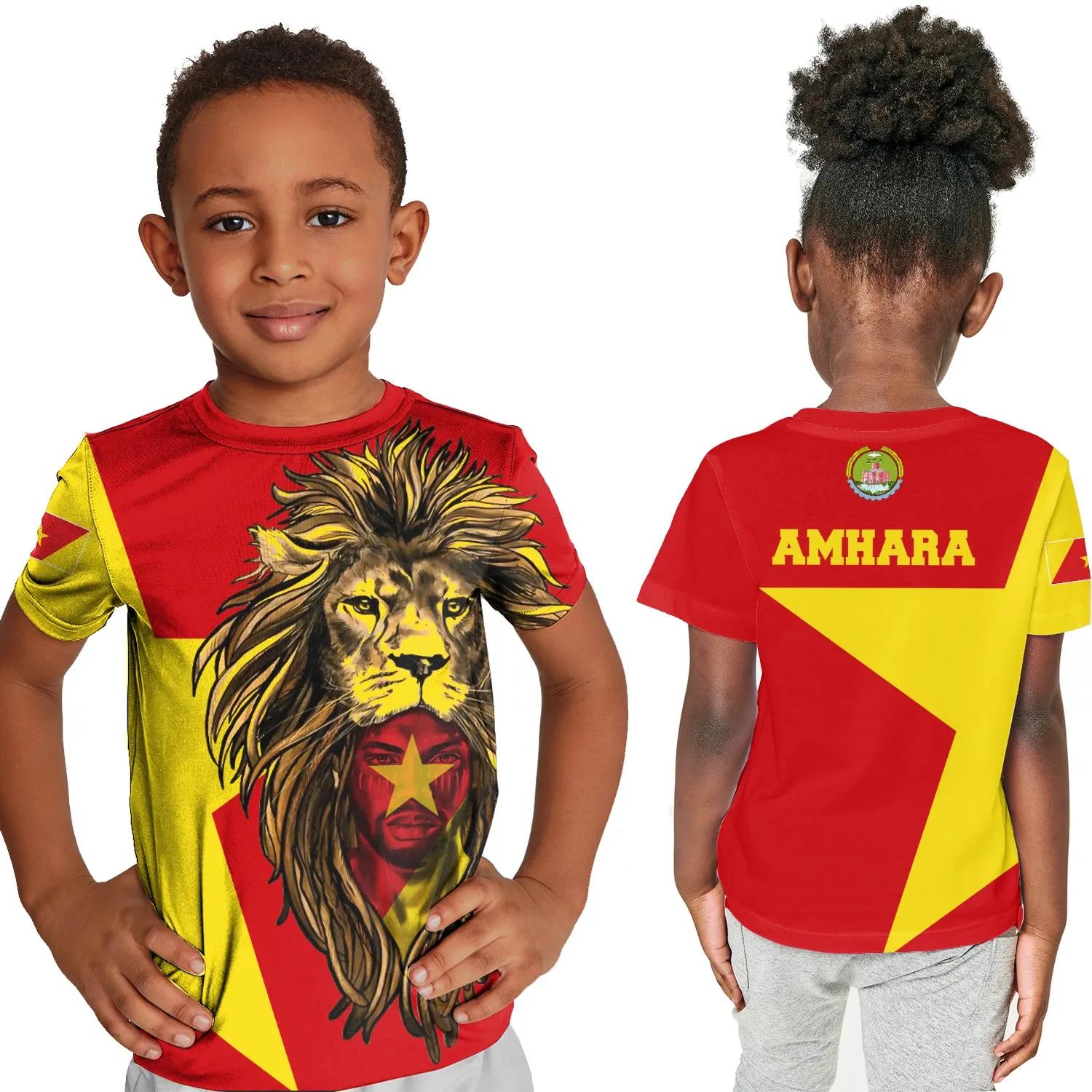 Amhara T-shirt Kid, Amhara Flag Men Lion A10